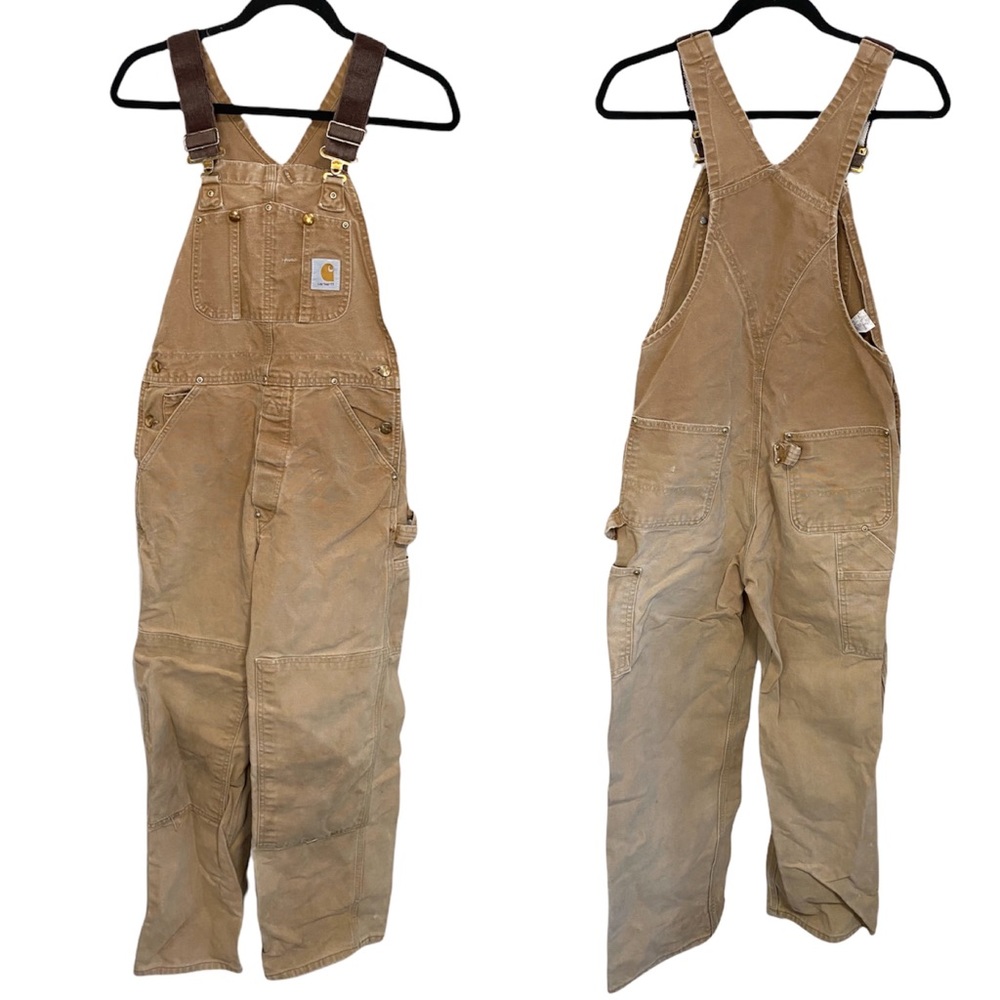 Carhartt Duck Canvas Faded Men's Overalls Brown Tan Size 30 x 30